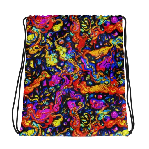 Cosmic Colorquake on a Drawstring Bag