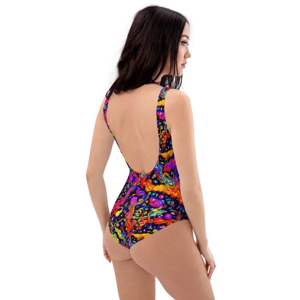 Cosmic Colorquake on One-Piece Swimsuit — Right Back