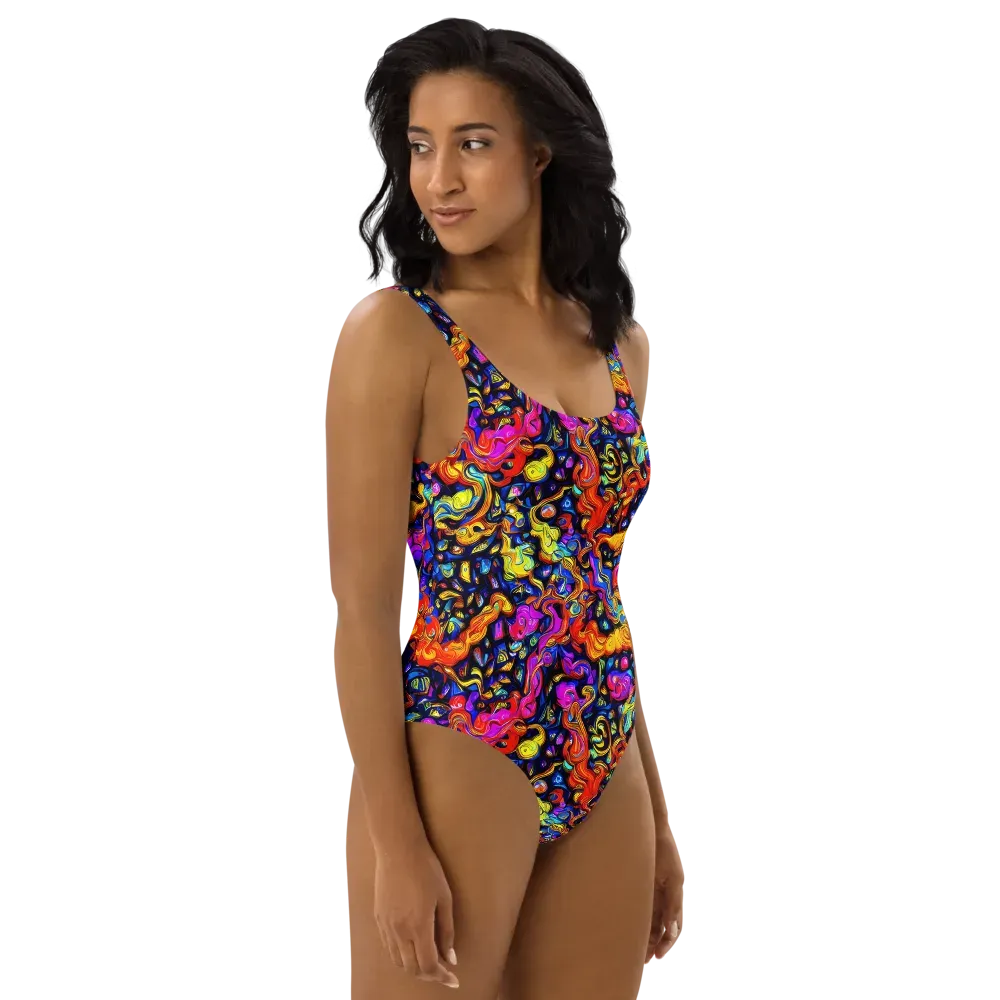 Cosmic Colorquake on One-Piece Swimsuit — Right