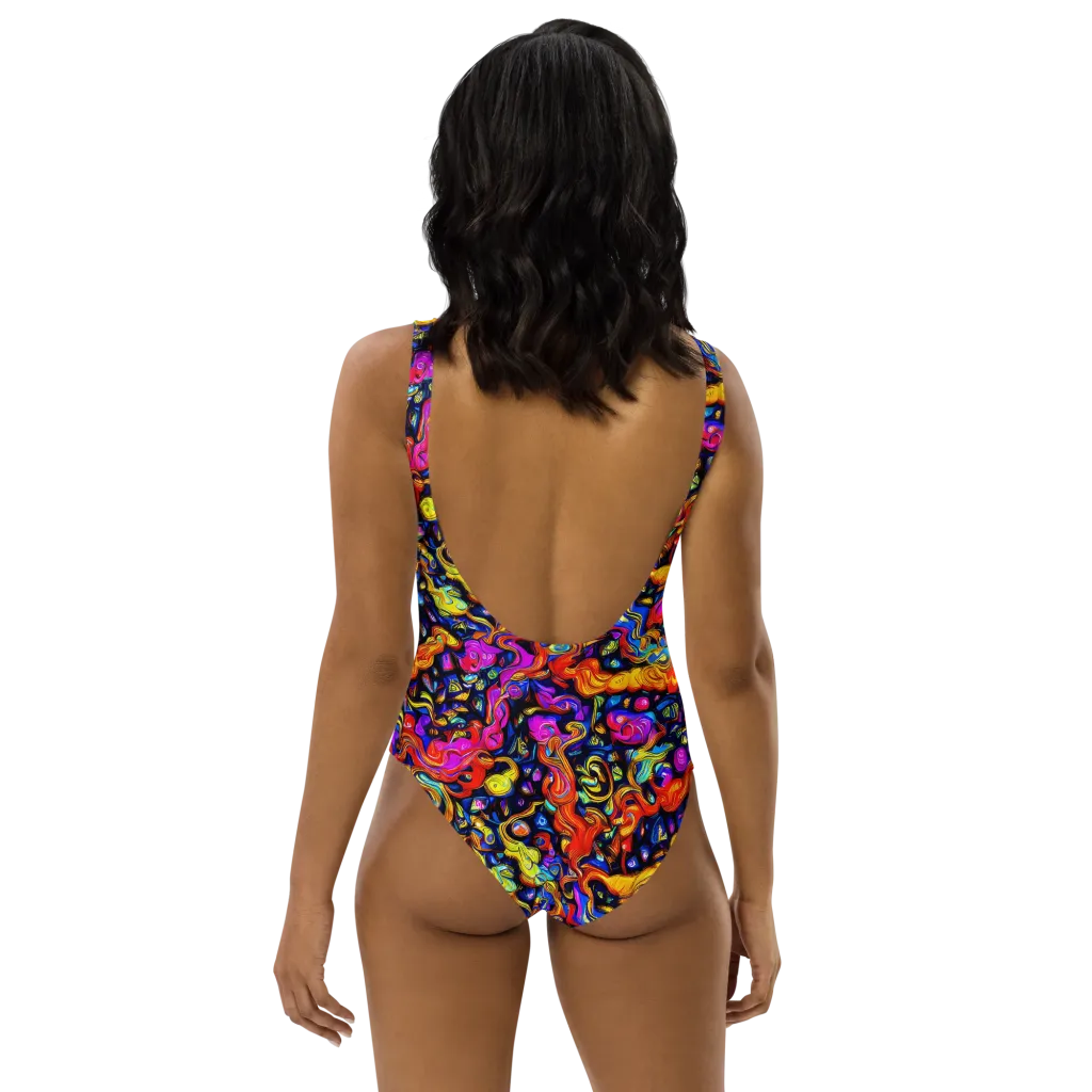 Cosmic Colorquake on One-Piece Swimsuit — Back