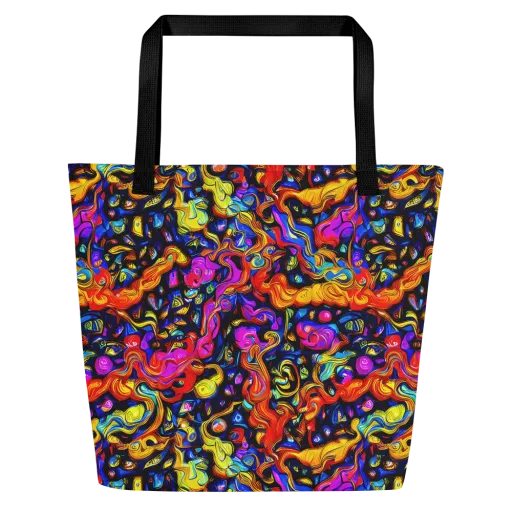 Cosmic Colorquake on a Large Tote Bag W/ Pocket