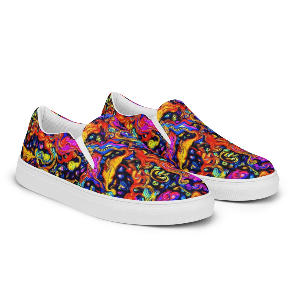 Cosmic Colorquake on Women's Slip-On Canvas Shoes — Right Front