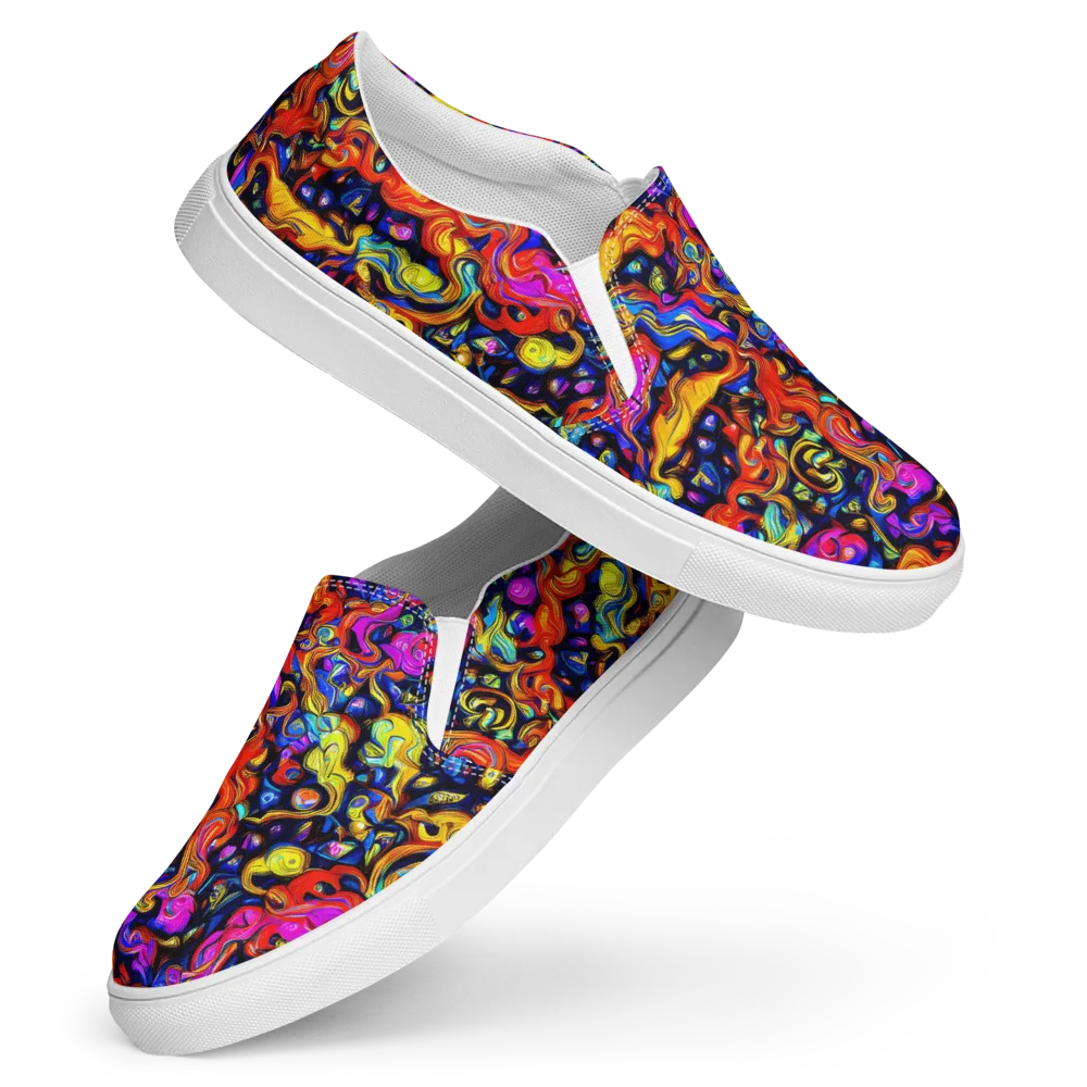 Cosmic Colorquake on Women's Slip-On Canvas Shoes — Front