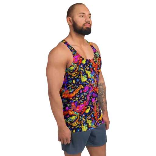 Cosmic Colorquake on a Men's Tank Top