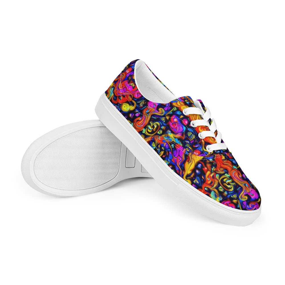 Cosmic Colorquake on Men's Lace-Up Canvas Shoes — Right Front