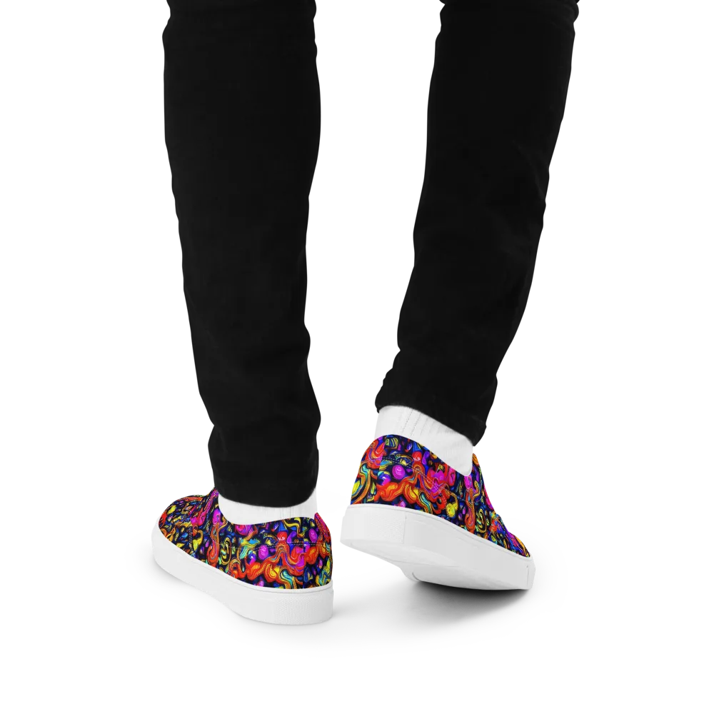 Cosmic Colorquake on Men's Lace-Up Canvas Shoes — Back