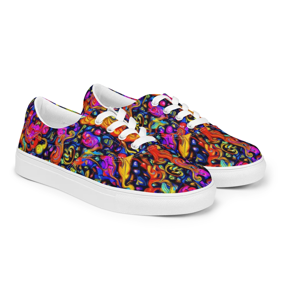 Cosmic Colorquake on Men's Lace-Up Canvas Shoes — Right Front