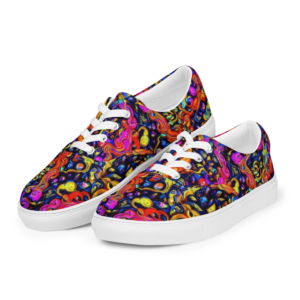 Cosmic Colorquake on Men's Lace-Up Canvas Shoes — Left Front