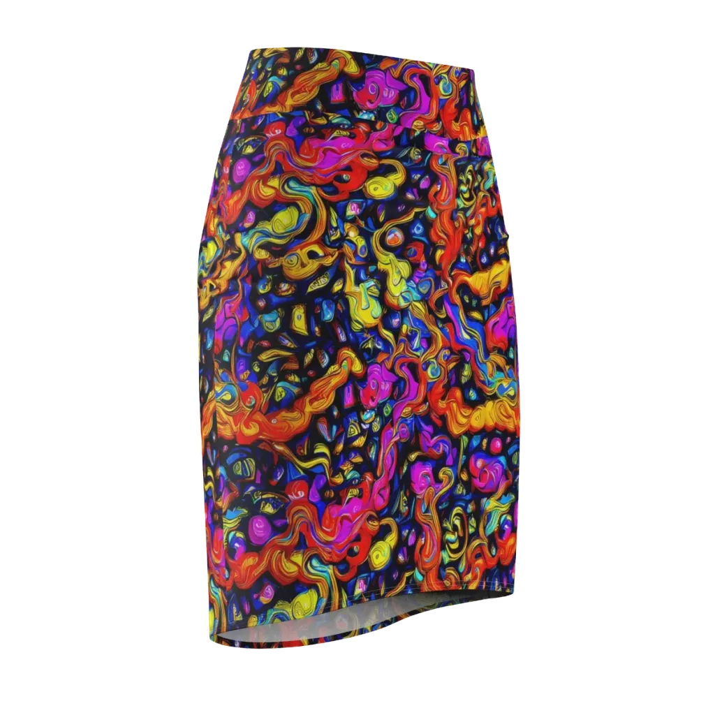 Cosmic Colorquake on Pencil Skirt — Front Side