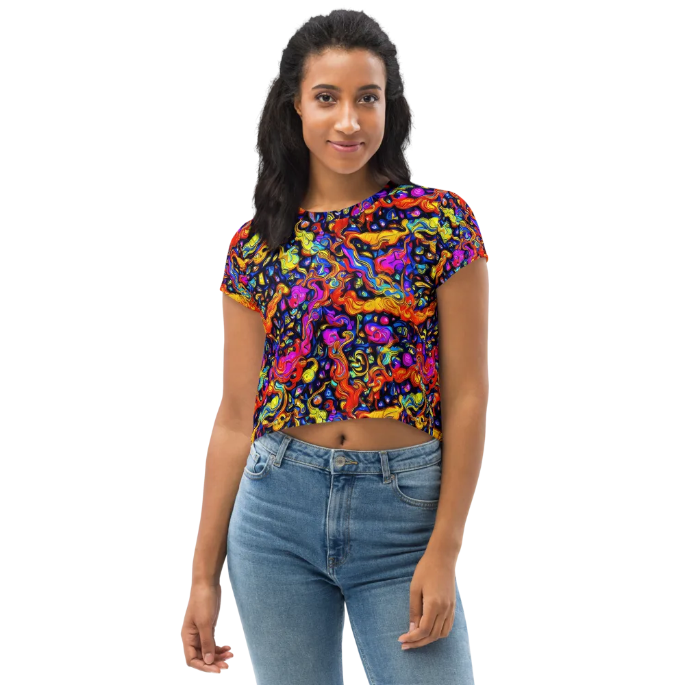 Cosmic Colorquake on Crop Tee — Front