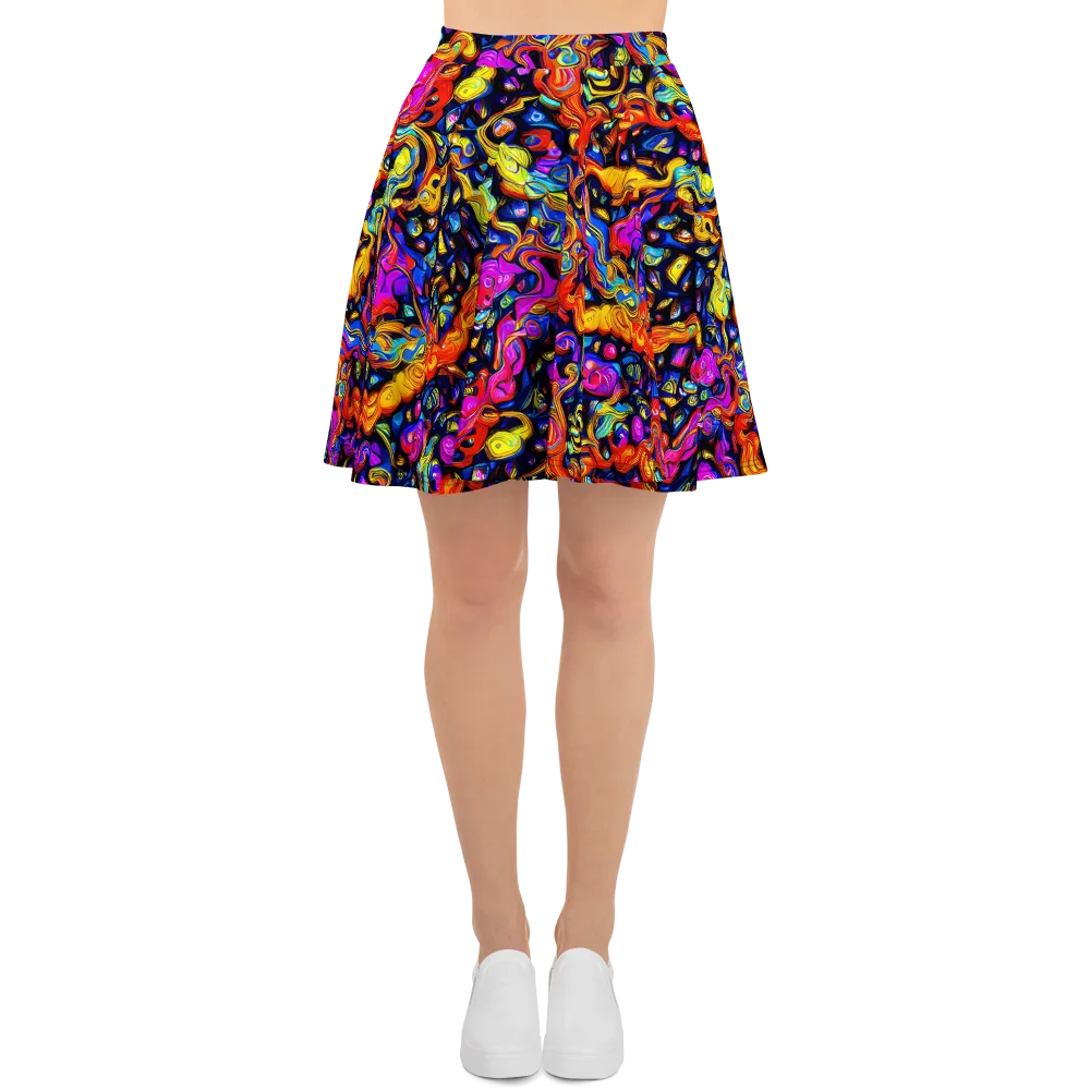 Cosmic Colorquake on Skater Skirt — Front