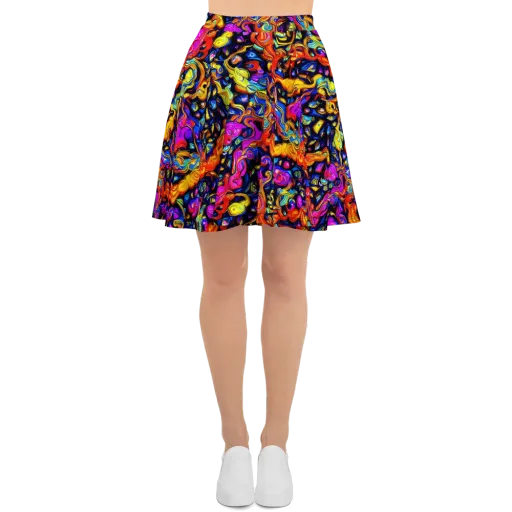 Cosmic Colorquake on a Skater Skirt