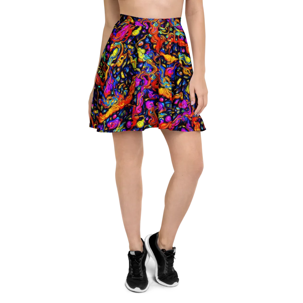 Cosmic Colorquake on Skater Skirt — Front
