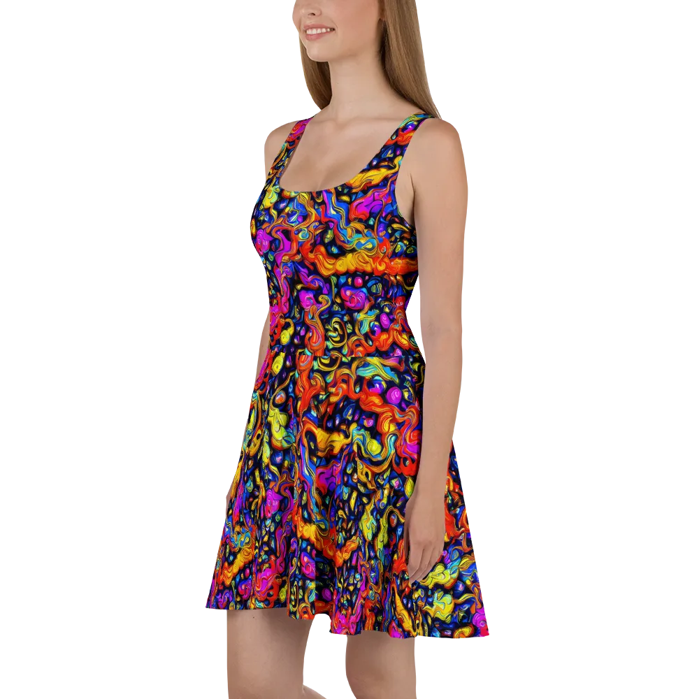 Cosmic Colorquake on Skater Dress — Left
