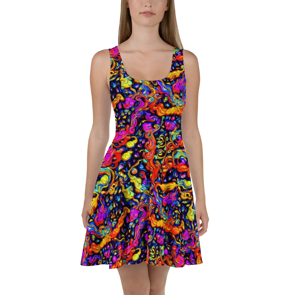 Cosmic Colorquake on Skater Dress — Front