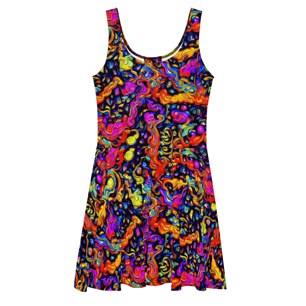 Cosmic Colorquake on Skater Dress — Front