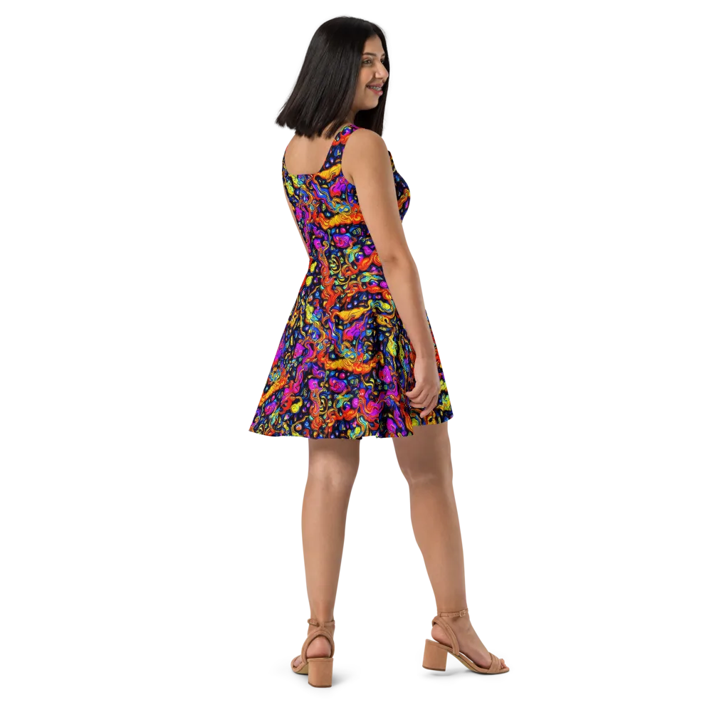 Cosmic Colorquake on Skater Dress — Right