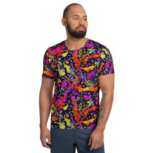 Cosmic Colorquake on a Men's Athletic T-Shirt