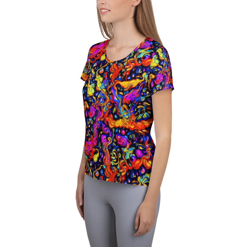 Cosmic Colorquake on Women's Athletic T-Shirt — Left