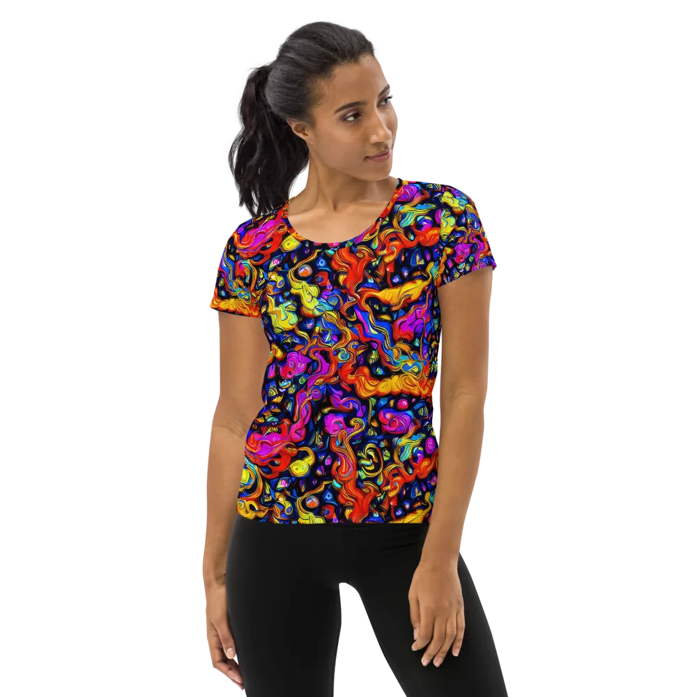 Cosmic Colorquake on Women's Athletic T-Shirt — Front