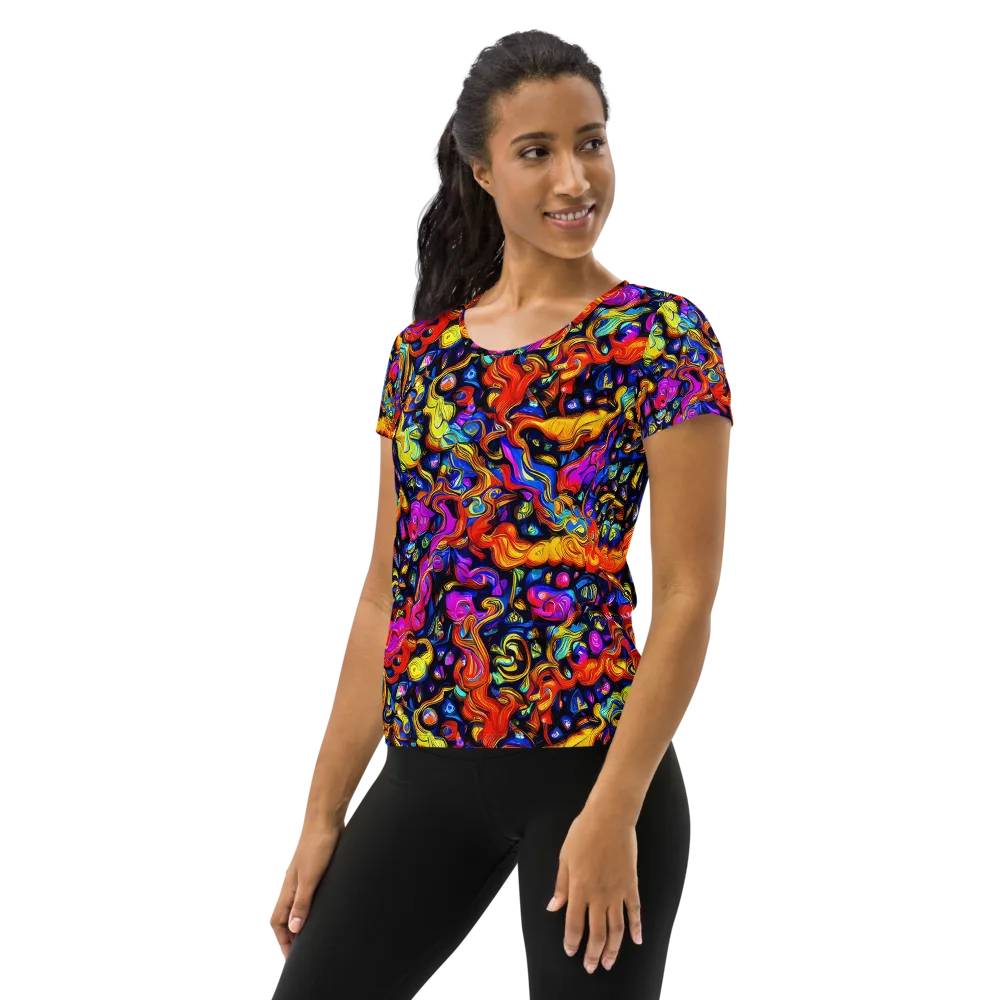 Cosmic Colorquake on Women's Athletic T-Shirt — Left