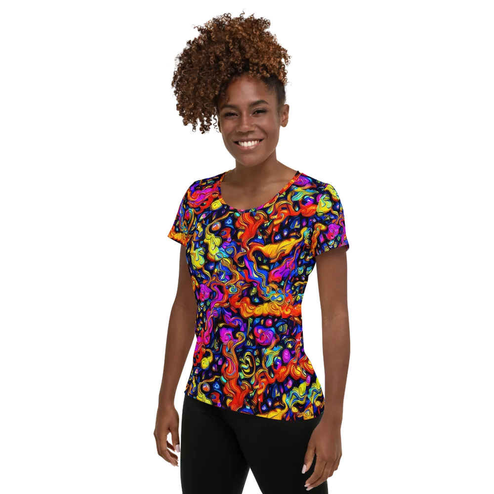 Cosmic Colorquake on Women's Athletic T-Shirt — Left
