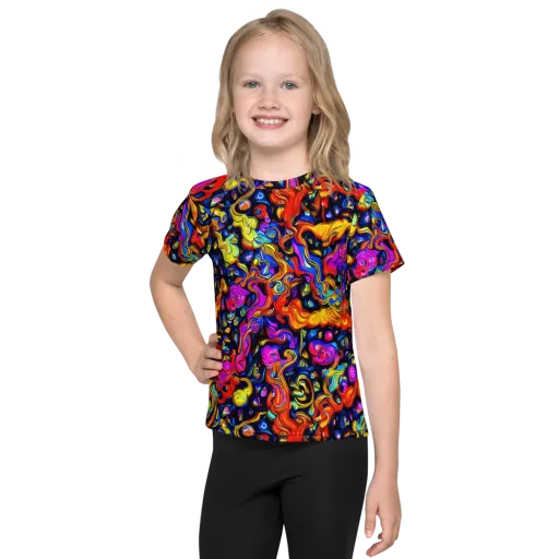Cosmic Colorquake on a Kids Crew Neck T-Shirt
