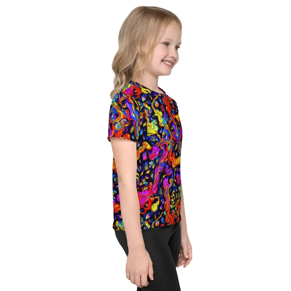 Cosmic Colorquake on Kids Crew Neck T-Shirt — Right