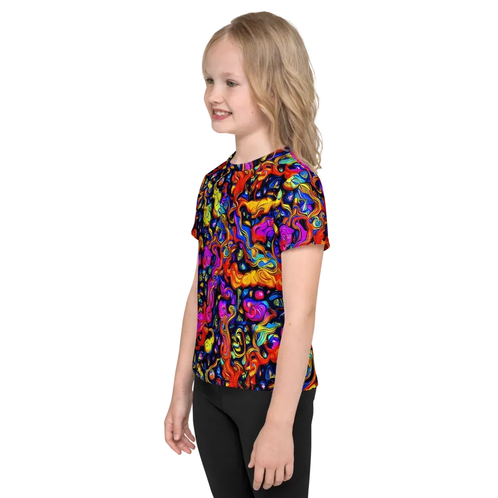 Cosmic Colorquake on Kids Crew Neck T-Shirt — Left