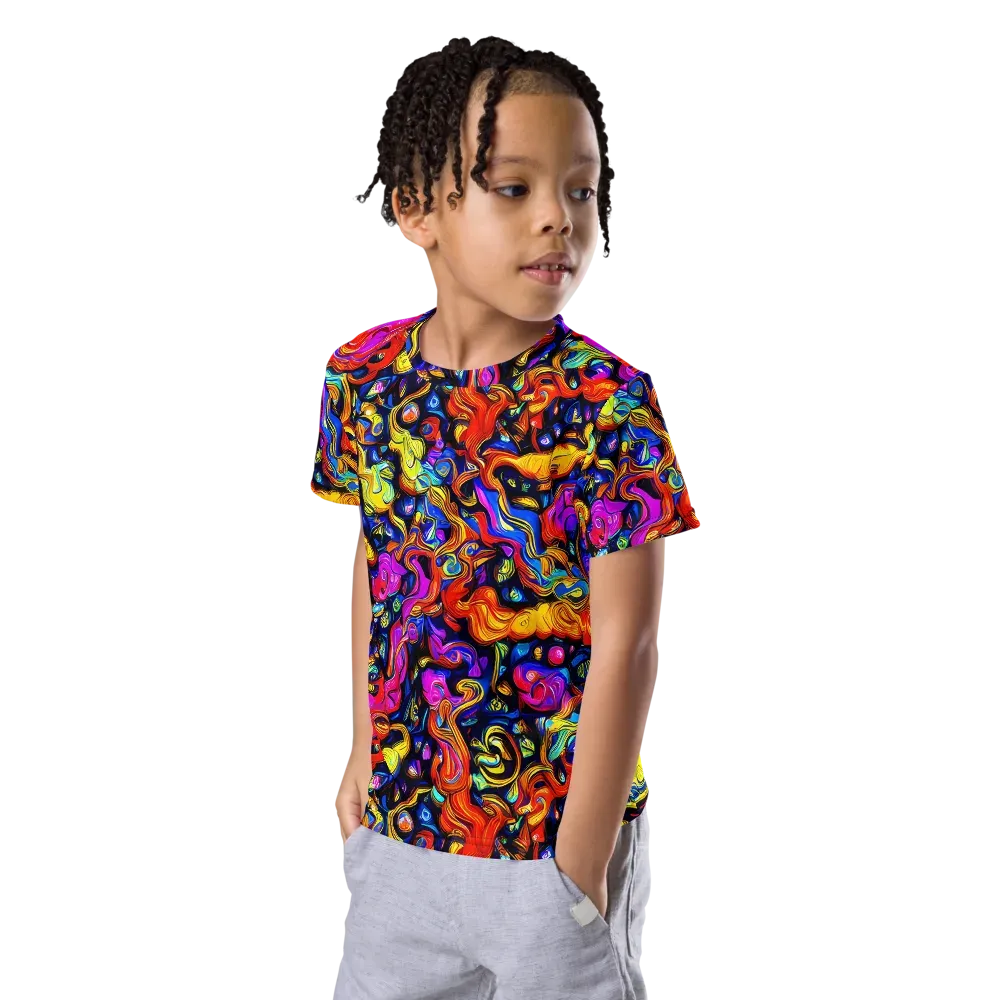 Cosmic Colorquake on Kids Crew Neck T-Shirt — Left Front