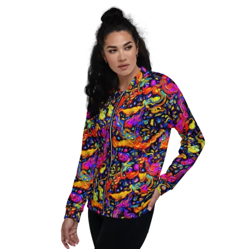 Cosmic Colorquake on a Bomber Jacket