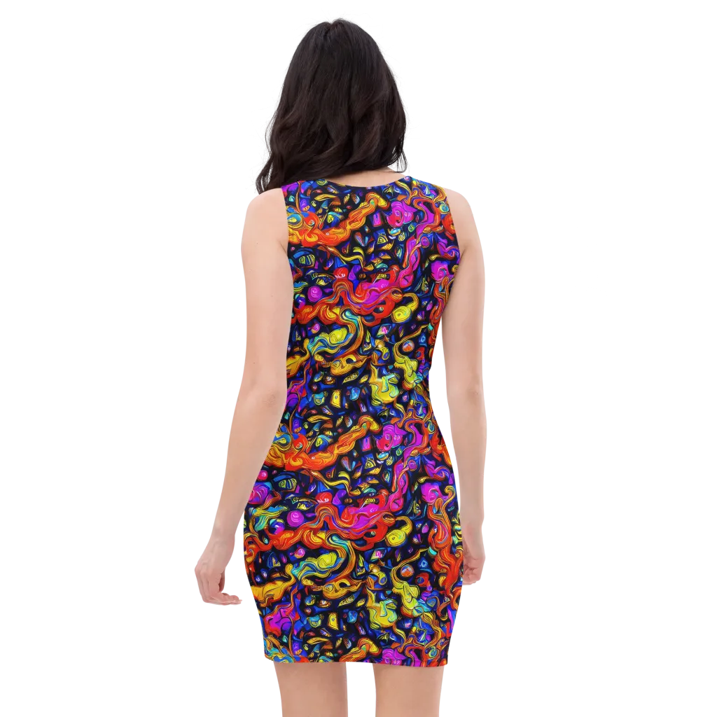 Cosmic Colorquake on Bodycon Dress — Back