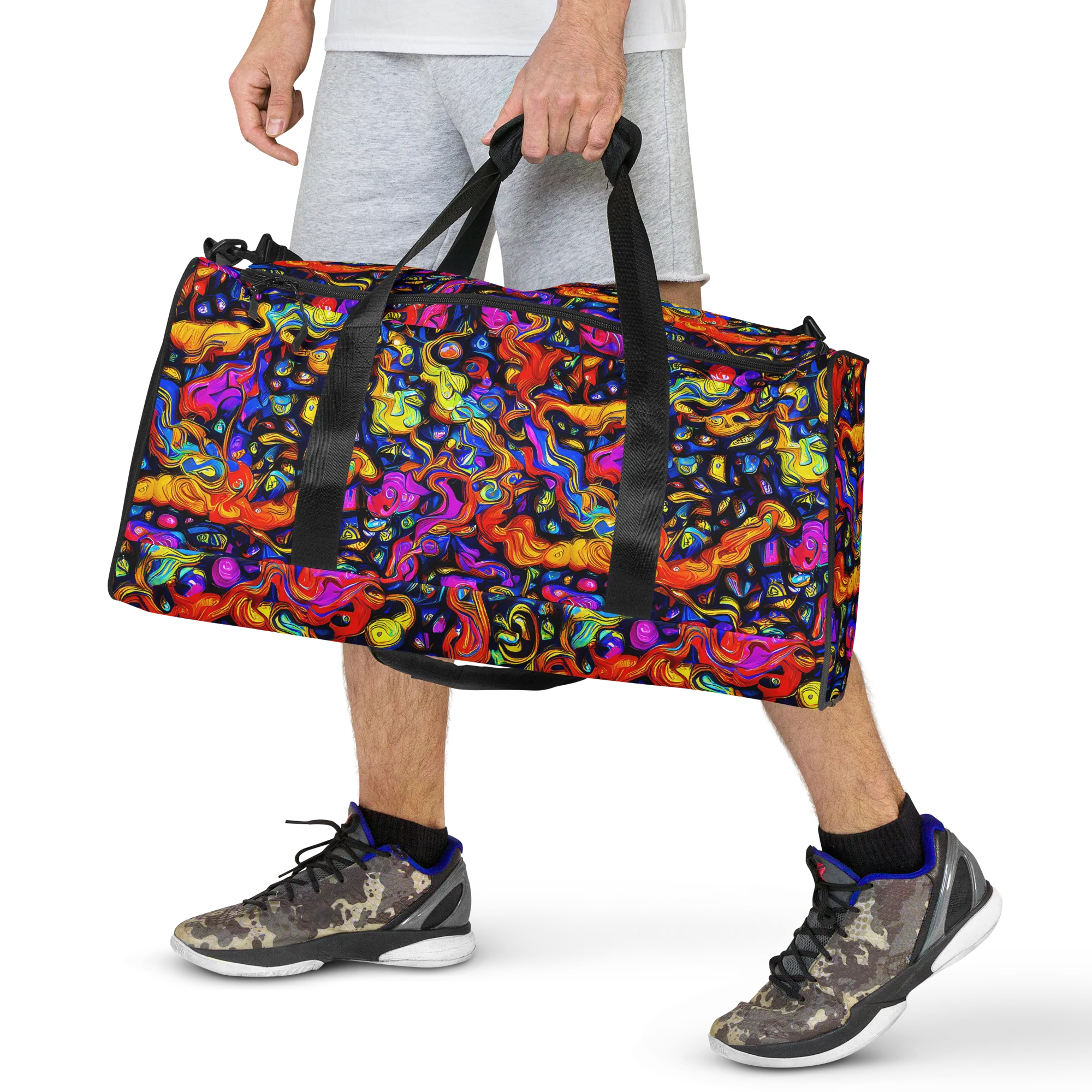 Cosmic Colorquake on Duffle Bag — Front
