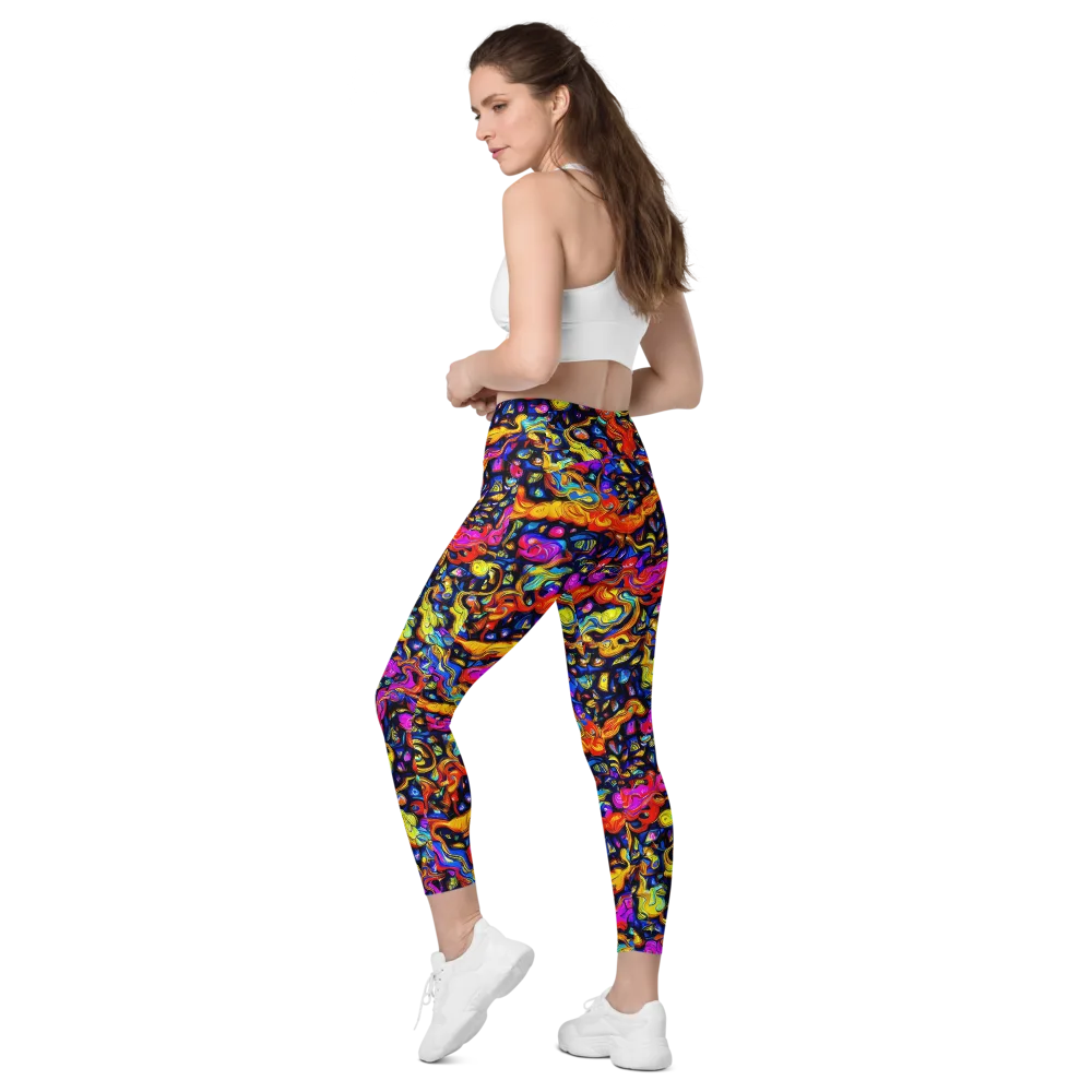 Cosmic Colorquake on Leggings with Pockets — Left Back