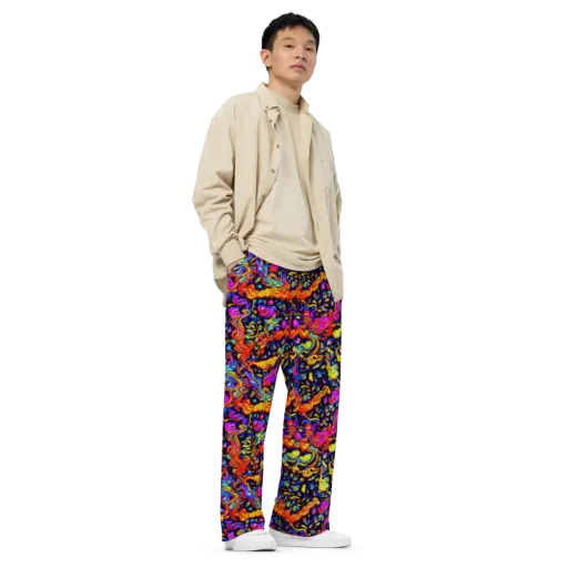 Cosmic Colorquake on a Wide-Leg Pants