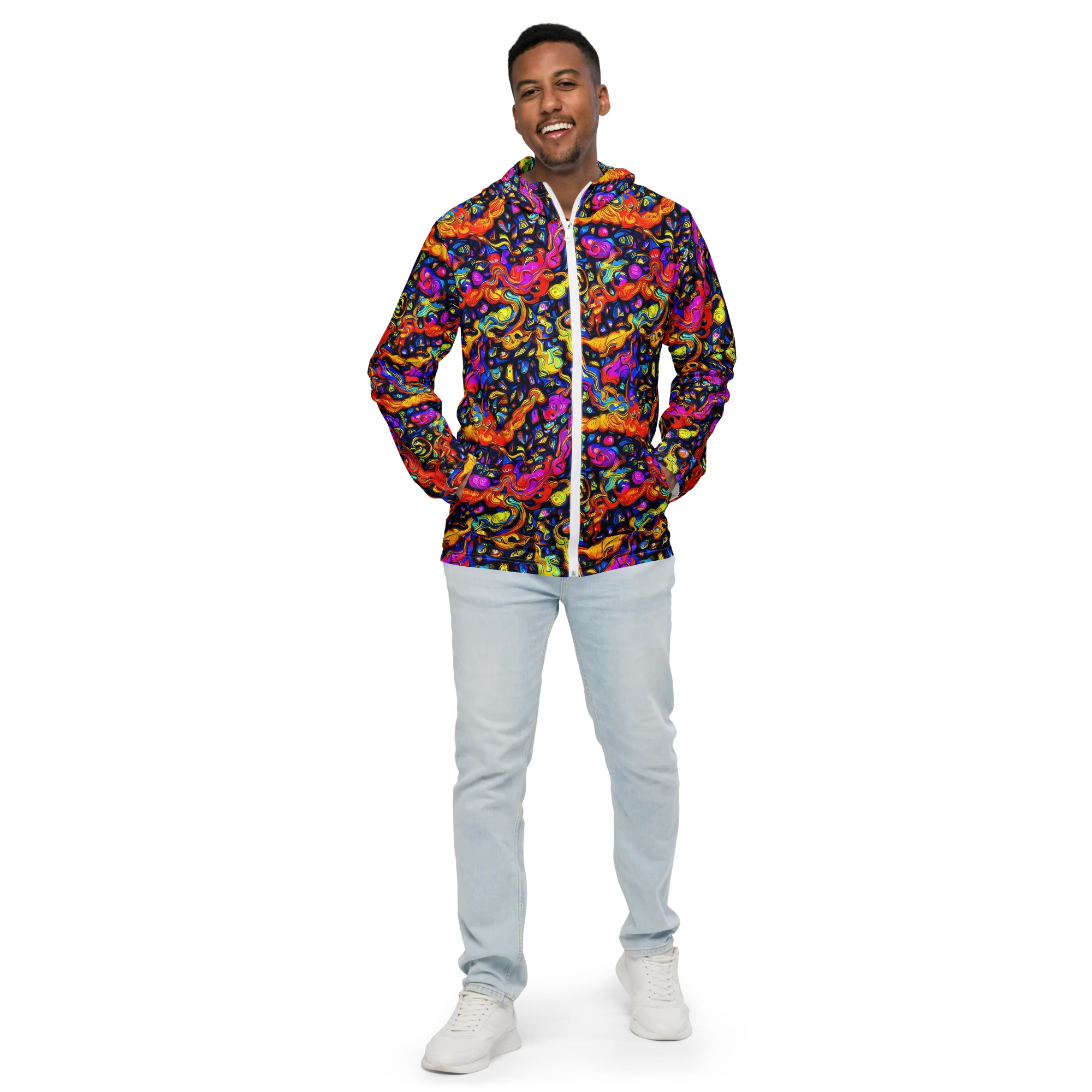 Cosmic Colorquake on Men's Windbreaker — Front