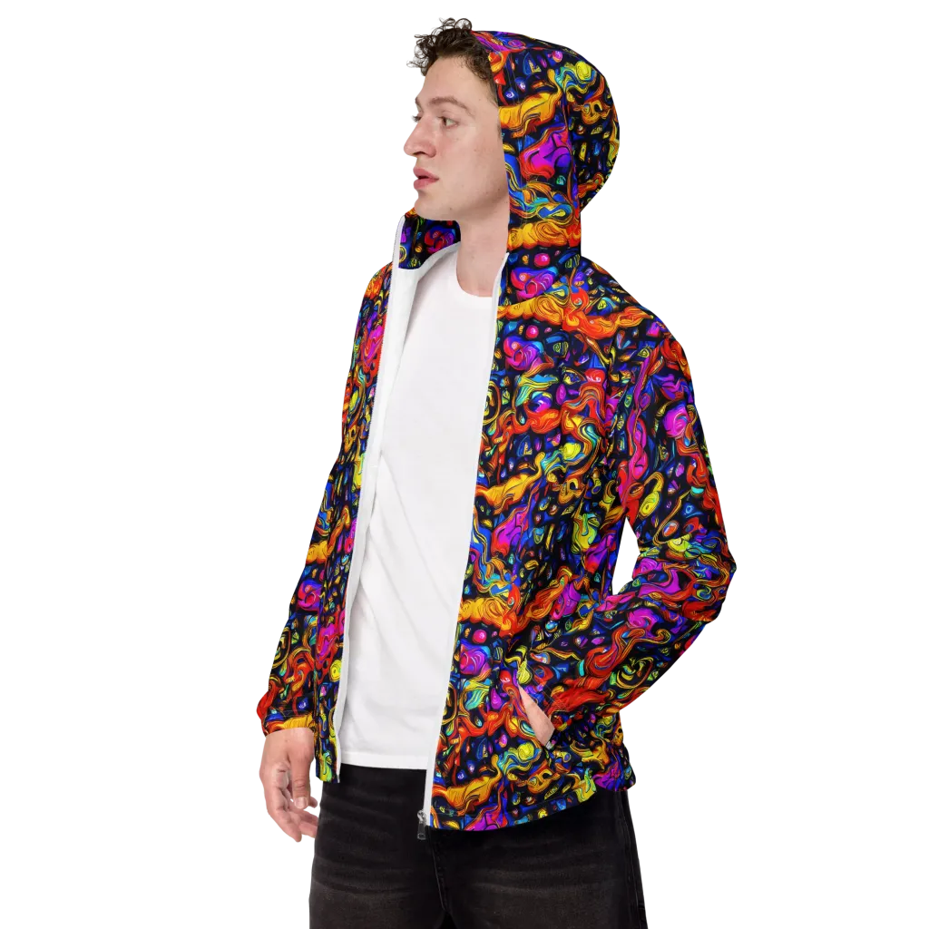 Cosmic Colorquake on Men's Windbreaker — Left Front