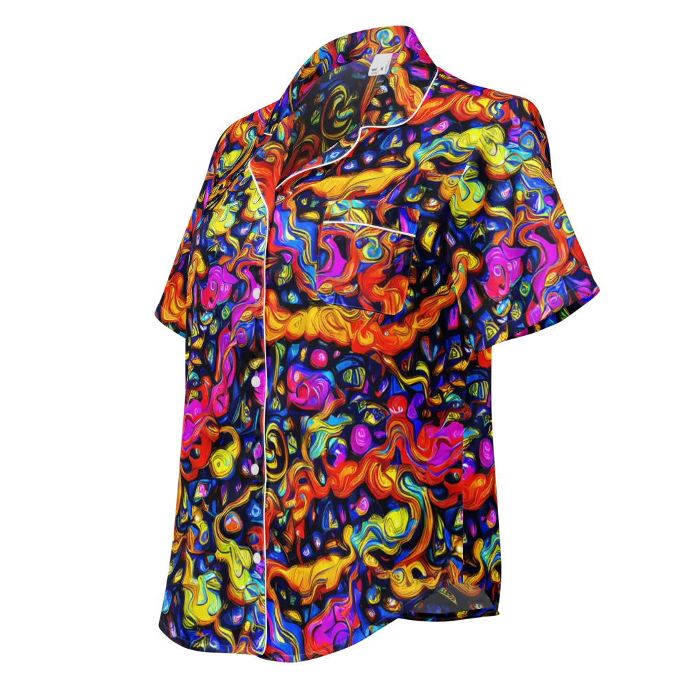 Cosmic Colorquake on Women's Short Sleeve Pajama Top — Left Front
