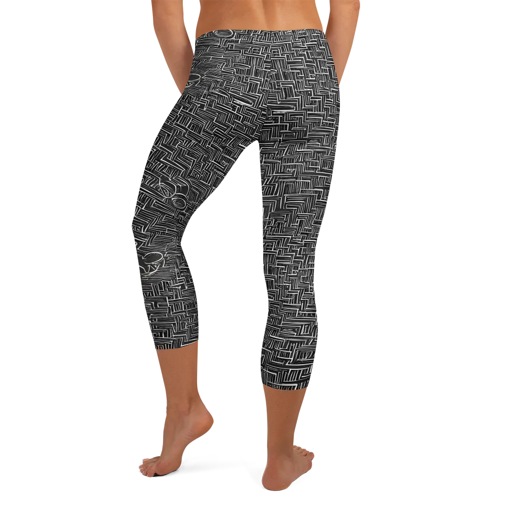 Noir Geometry on Capri Leggings — Back