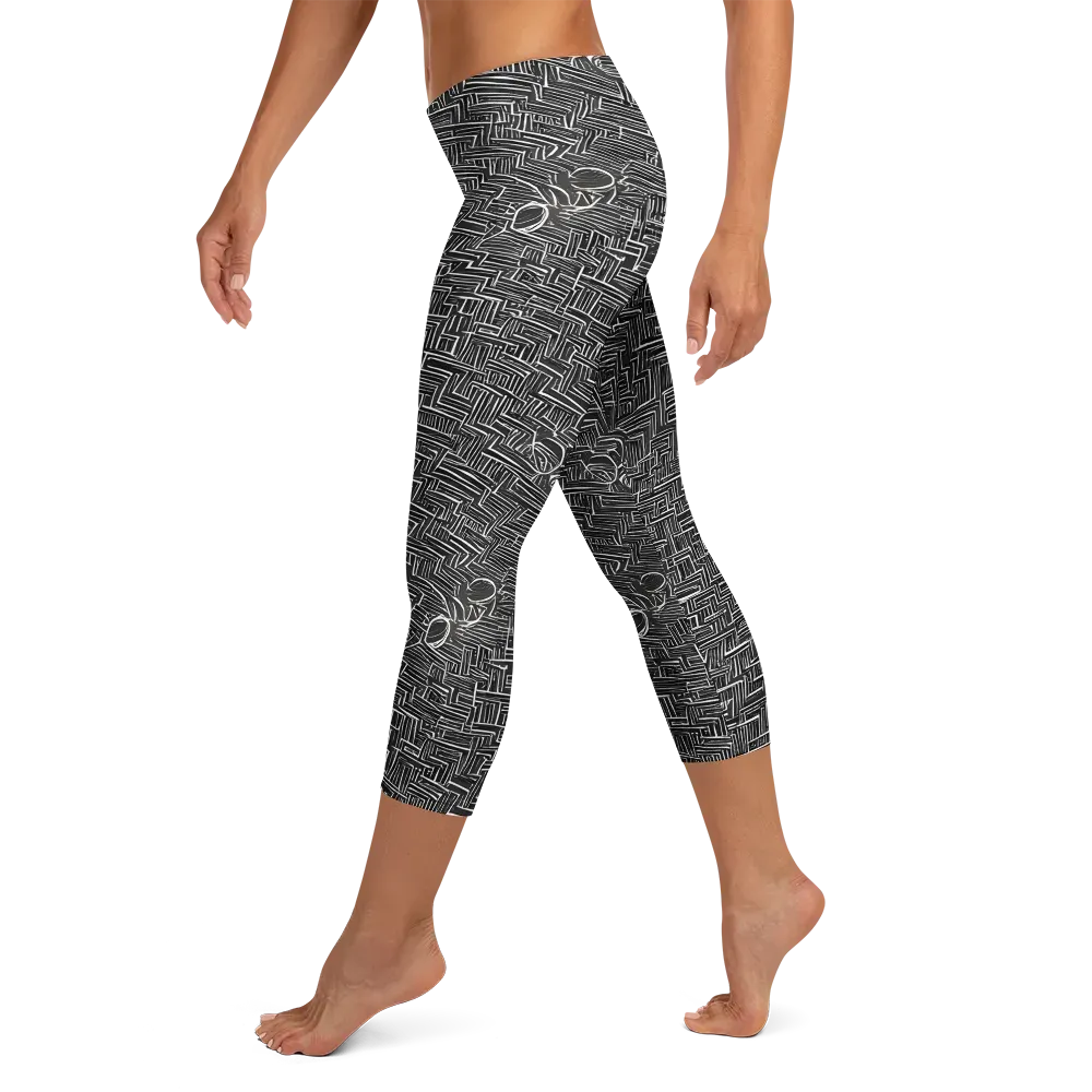 Noir Geometry on Capri Leggings — Left
