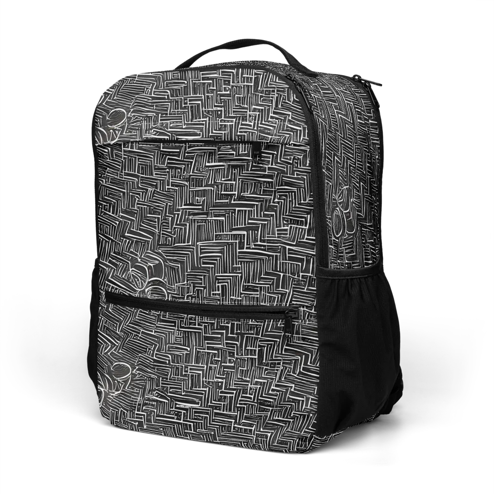 Noir Geometry on Utility Backpack — Left Front