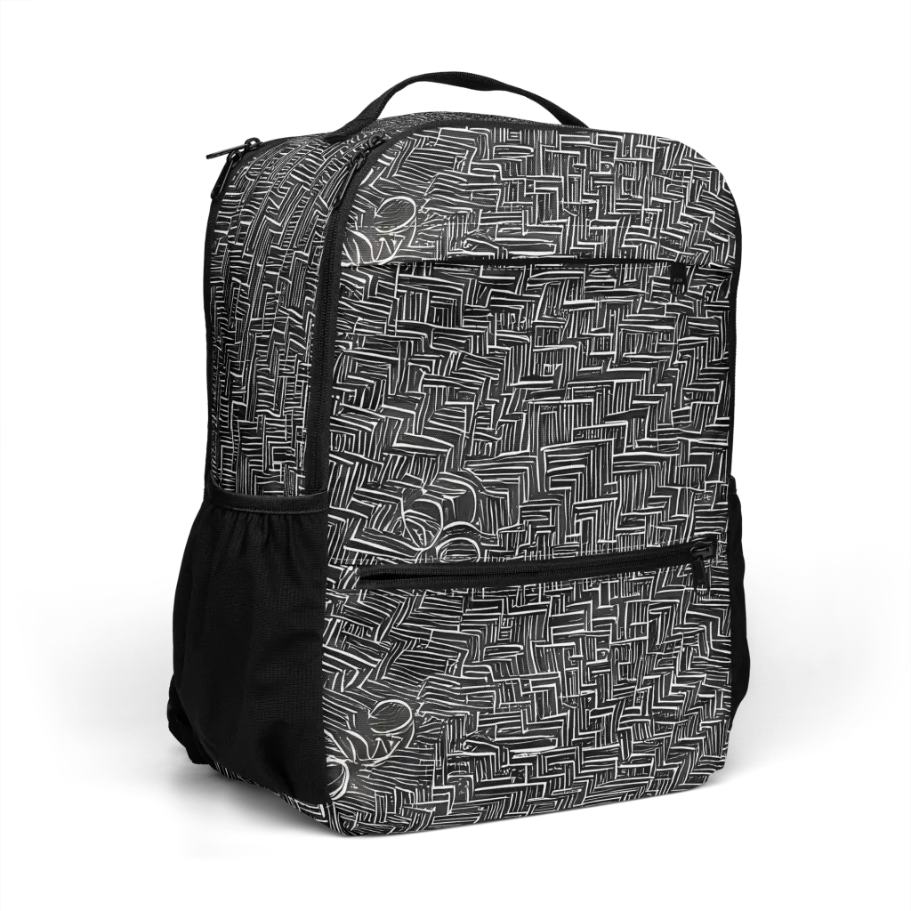Noir Geometry on Utility Backpack — Right Front