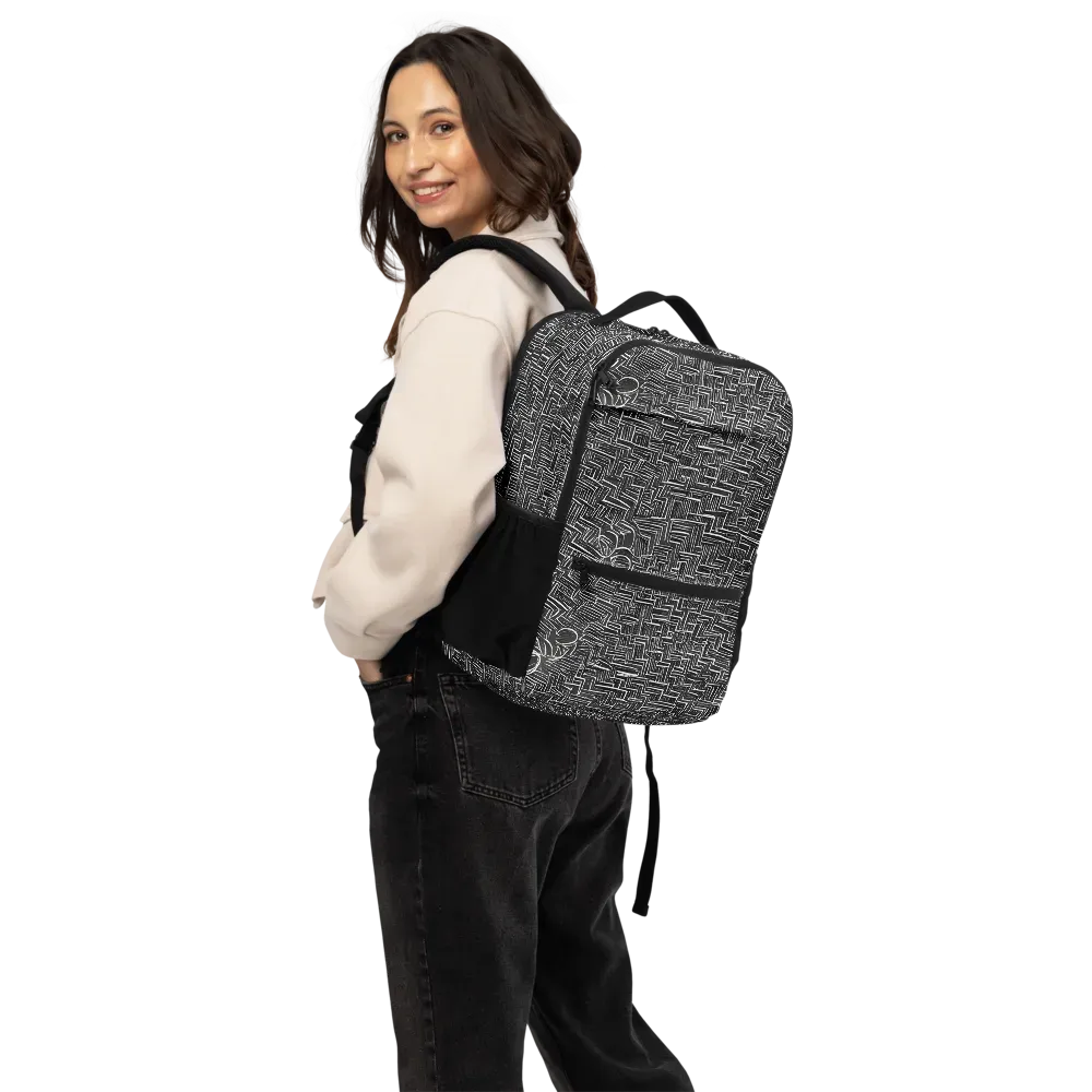 Noir Geometry on Utility Backpack — Back