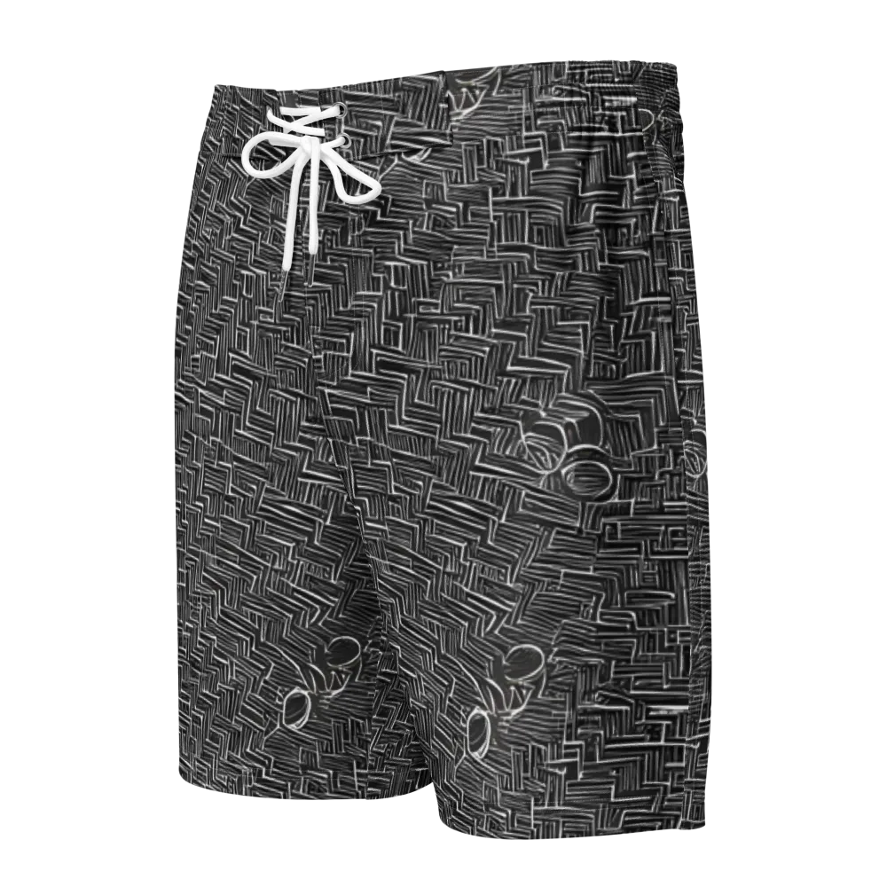 Noir Geometry on Men's Board Shorts — Front