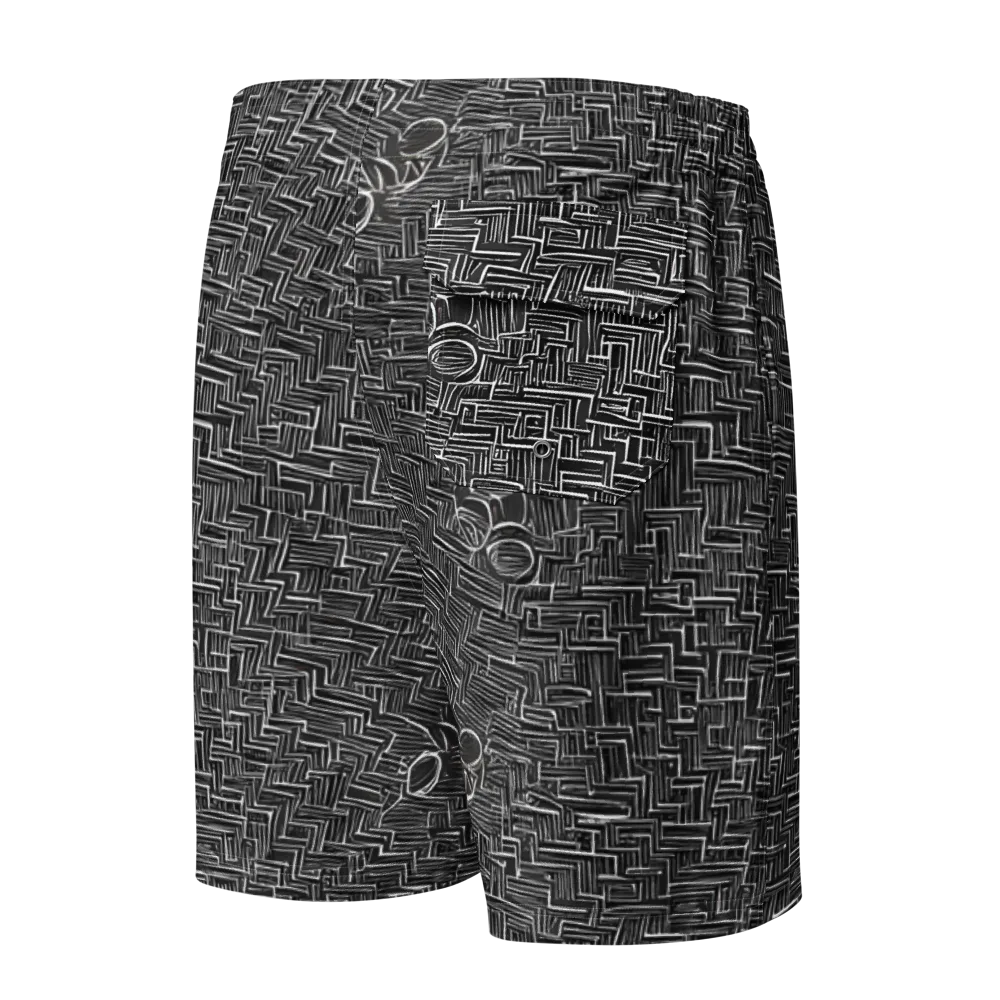 Noir Geometry on Men's Board Shorts — Back