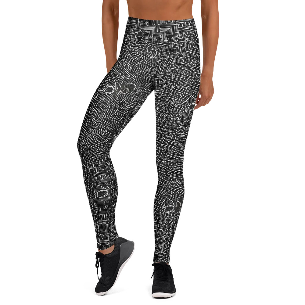 Noir Geometry on Yoga Leggings — Front