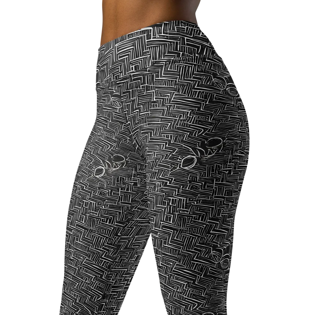 Noir Geometry on Yoga Leggings — Left Front