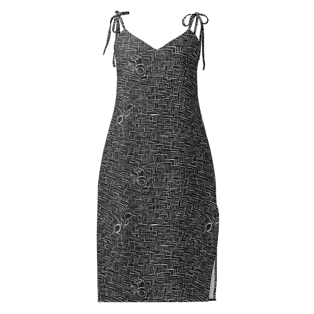 Noir Geometry on Slip Dress — Front