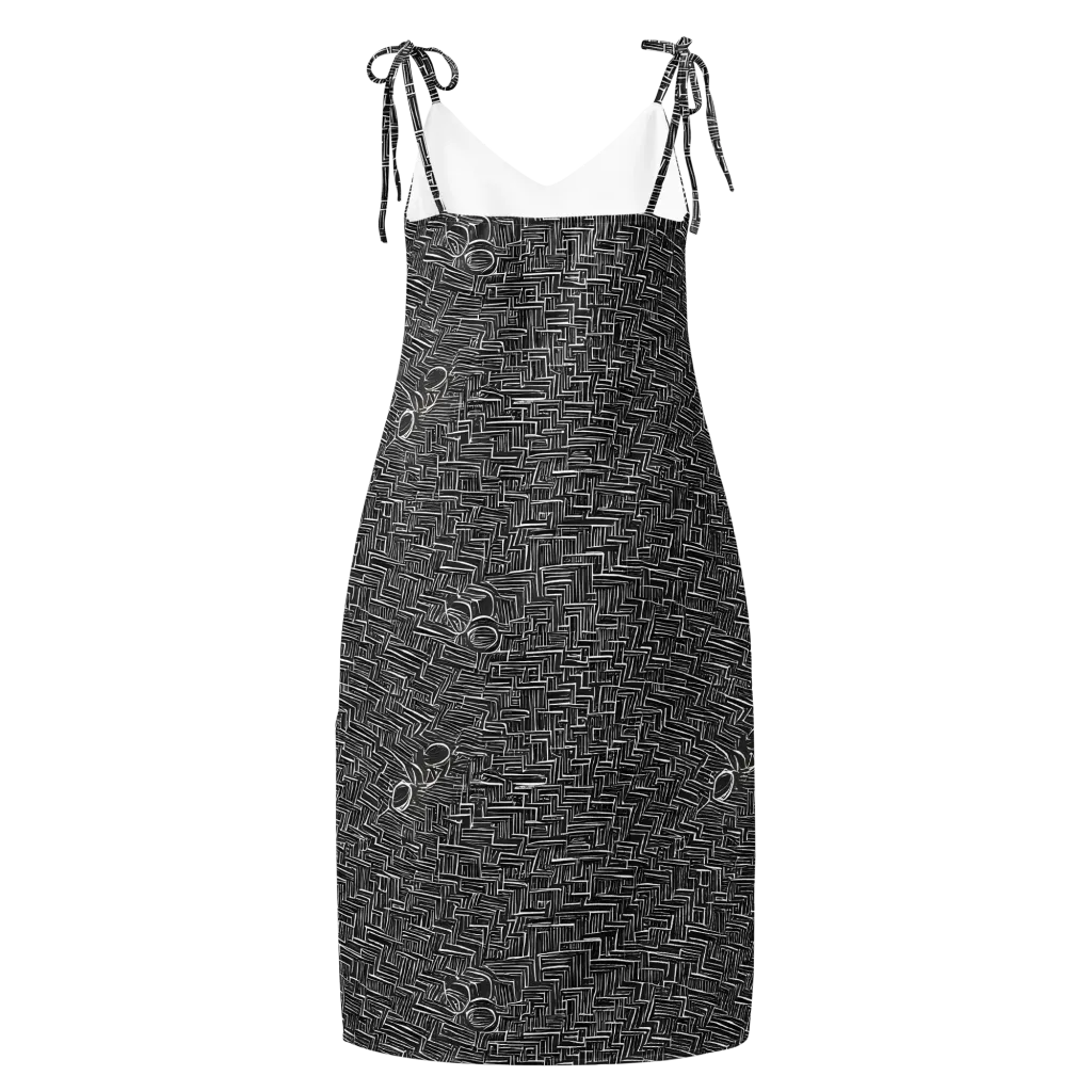 Noir Geometry on Slip Dress — Back
