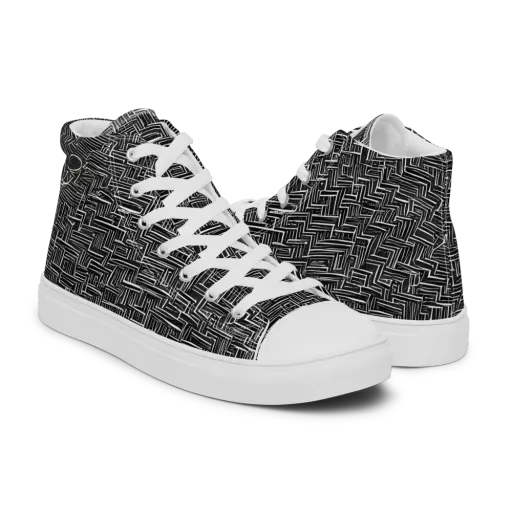 Noir Geometry on a Men's High Top Canvas Shoes